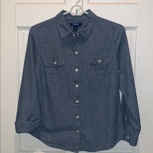 Old Navy Chambray Button down Pin Dot